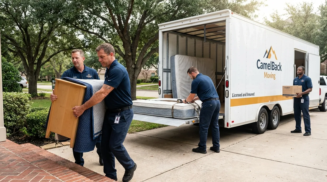 Crew loading residential truck for cross-state move from Mayodan, NC